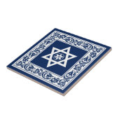 Jüdischer Stern von David White mit blauem Barock Fliese (Seite)