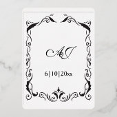 Jüdischer Swirl Rahmen Hochzeitsfoil Einladung (Rückseite)