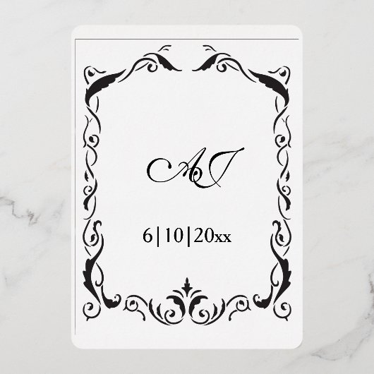 Jüdischer Swirl Rahmen Hochzeitsfoil Einladung (Rückseite)