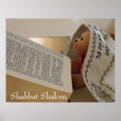 Jüdischer Teddy Bär mit Tallit Shabbat Shalom Poster (Vorne)