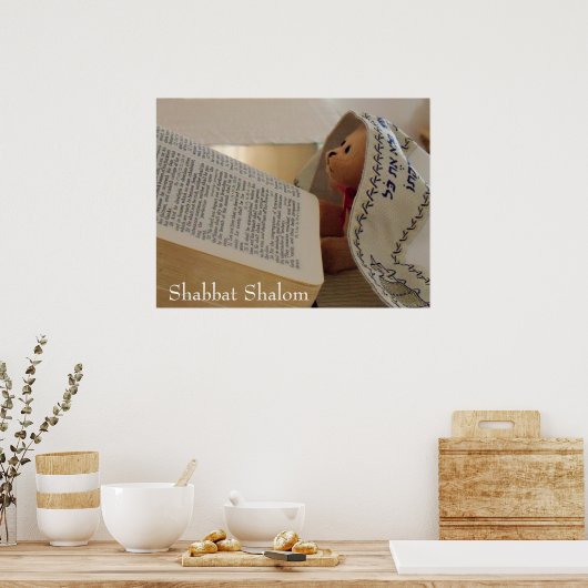 Jüdischer Teddy Bär mit Tallit Shabbat Shalom Poster (Küche)