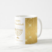 Jüdischer Urlaub Hanukkah in Gold und Weiß Menorah Kaffeetasse (VorderseiteRechts)