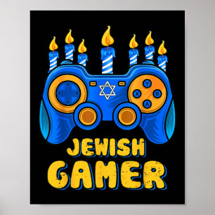 Jüdischer Video Game Controller Gamer Chanukah Boy Poster