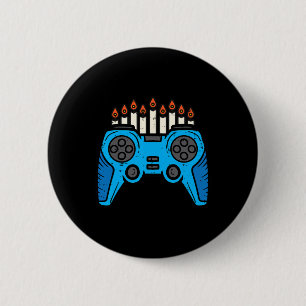 Jüdischer Videospiel-Gamer Chanukka Männer Junge Button
