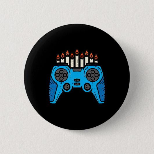 Jüdischer Videospiel-Gamer Chanukka Männer Junge Button (Vorderseite)