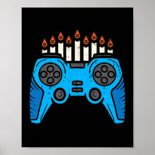 Jüdischer Videospiel-Gamer Chanukka Männer Junge Poster