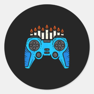Jüdischer Videospiel-Gamer Chanukka Männer Junge Runder Aufkleber