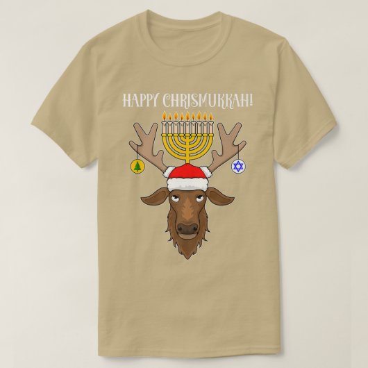 Jüdischer Weihnachtsbaum Happy Chrismukkah T-Shirt (Design vorne)