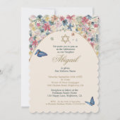 Jüdisches Baby-Naming-Blumenmädchen Einladung (Vorderseite)