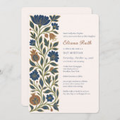 Jüdisches Bat Mitzvah Elegante Judaika Einladung (Vorne/Hinten)