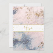 Jüdisches Bat Mitzvah Pink White Gold Hebräisch Einladung (Rückseite)