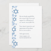 Jüdisches Beileid Moderne Wasserfarben Blaue Stern Dankeskarte (Vorne/Hinten)