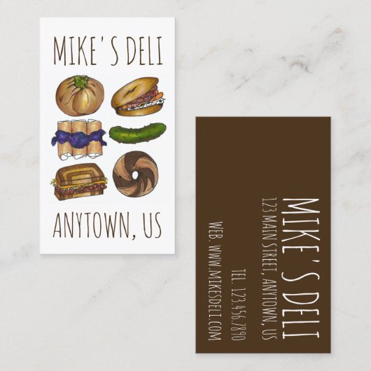 Jüdisches Deli Food Bagel Knish Pickle Reuben Blin Visitenkarte (Vorne/Hinten)