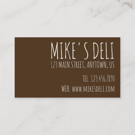 Jüdisches Deli Food Bagel Knish Pickle Reuben Blin Visitenkarte (Rückseite)