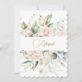 Jüdisches Girl Baby Naming Wasserfarbe Blumenelega Einladung (Rückseite)