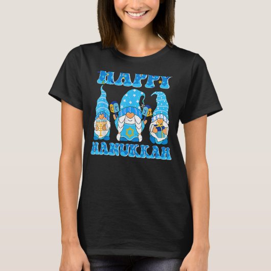 Jüdisches Glück Hanukkah Gnome Menorah T-Shirt (Vorderseite)