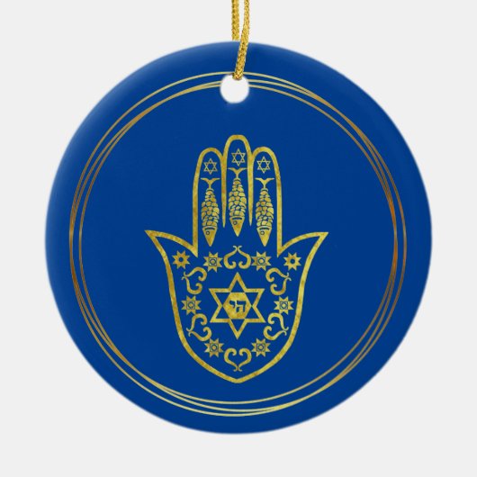 Jüdisches Gold Hamsa Weihnachtsschmuck (Vorne)