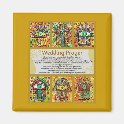 Jüdisches Hochzeitsgebet Golden Hamsa Magnet (Vorne)