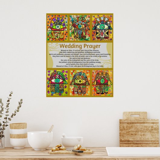 Jüdisches Hochzeitsgebet Golden Hamsa Poster (Küche)