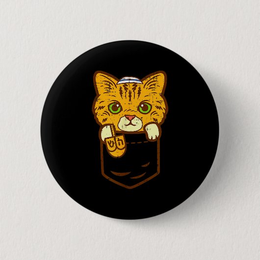 Jüdisches Kätzchen Cket Katze Menora Chanukka Pyja Button (Vorderseite)