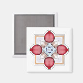 Jüdisches Luck Magnet - Granatapfel, Hamsa, Knobla (Vorderseite/Rückseite)