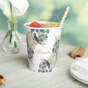 Jüdisches Mädchen-Baby-Benennung Blumengrün-Gold Pappbecher