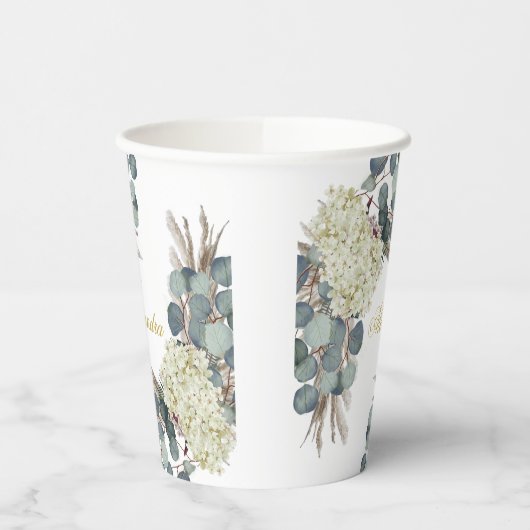 Jüdisches Mädchen-Baby-Benennung Blumengrün-Gold Pappbecher (Links)