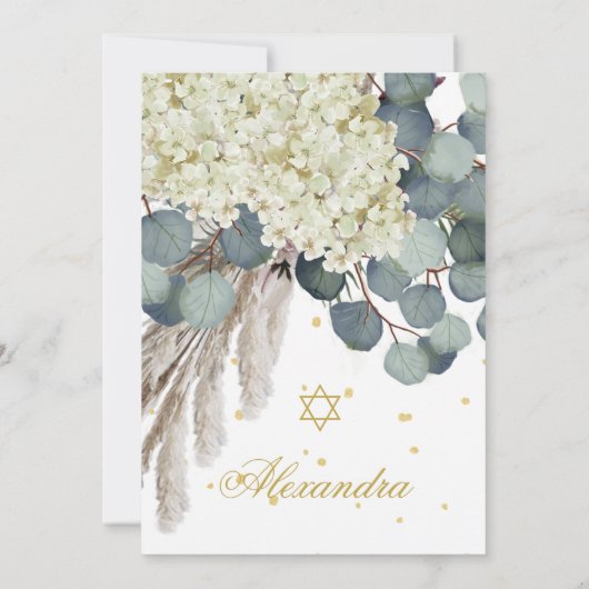 Jüdisches Mädchen-Baby-Benennung von Blumenblätter Einladung (Rückseite)