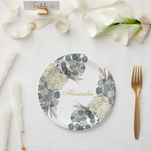 Jüdisches Mädchen-Baby-Benennung von Floral-Gold Pappteller (Hochzeit)