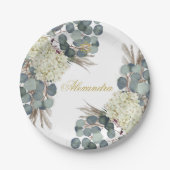 Jüdisches Mädchen-Baby-Benennung von Floral-Gold Pappteller (Vorderseite)