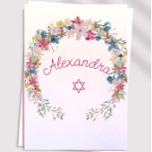 Jüdisches Mädchen mit dem Namen "Floral Pink Star Einladung