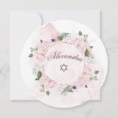 Jüdisches Mädchen mit rosa Rosen-Star des David Sq Einladung (Rückseite)