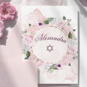Jüdisches Mädchen mit rosa Rosen-Star von David Einladung