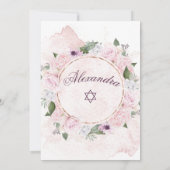 Jüdisches Mädchen mit rosa Rosen-Star von David Einladung (Rückseite)