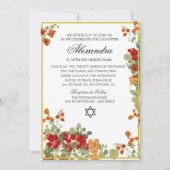 Jüdisches Mädchen Namensgebung Red Modern Floral Einladung (Vorderseite)