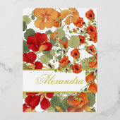 Jüdisches Mädchen Namensgebung Red Modern Floral Folieneinladung (Rückseite)