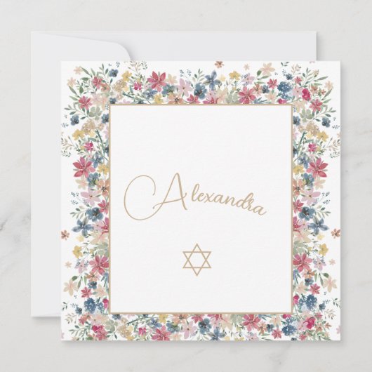 Jüdisches Mädchenjunges, das Blumenjungen Blume ne Einladung (Rückseite)