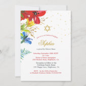 Jüdisches Mädchenjunges, das Rote Wilde Blume nenn Einladung (Vorderseite)