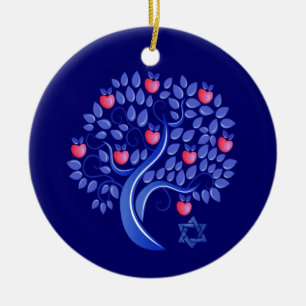 Jüdisches Neujahr   Rosh Hashanah Ornaments Keramikornament
