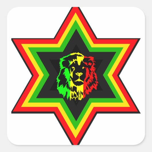 Jüdisches Rasta Quadratischer Aufkleber (Vorderseite)