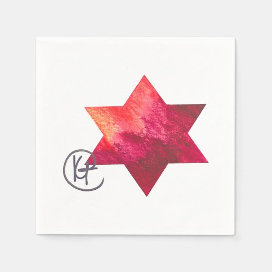 Jüdisches Star Heart of Fire Art Serviette (Vorderseite)