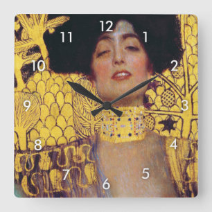 Judith (Dame in Gold), Gustav Klimt Quadratische Wanduhr