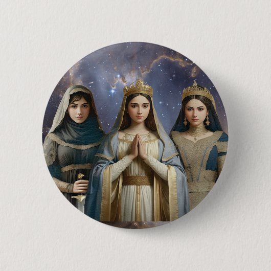 Judith, Esther & Blessed Virgin Mary Button Pin (Vorderseite)