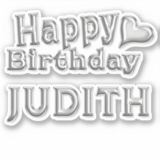 Judith Happy Birthday silver Aufkleber Sticker (Vorderseite)