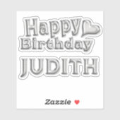 Judith Happy Birthday silver Aufkleber Sticker (Blatt)