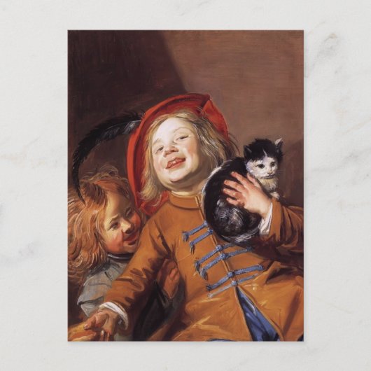 Judith Leyster lacht Kinder mit einer Katze Postkarte (Vorderseite)