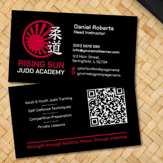 Judo academy instructor - Kanji and rising sun Visitenkarte