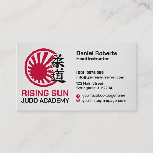 Judo academy instructor - Kanji and rising sun Visitenkarte (Vorderseite)