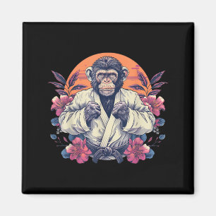 Judo-Affe-Blumen-Kung-Fu-Taekwondo-Judo-Affe Magnet