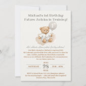 Judo Bear’s First Belt" – 1st Birthday White Belt Einladung (Vorderseite)